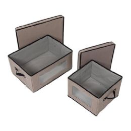 4 of Rta Closet Organizer 2pc Set Window Storage Box 18.5x14x8.5 Grey Brown Box