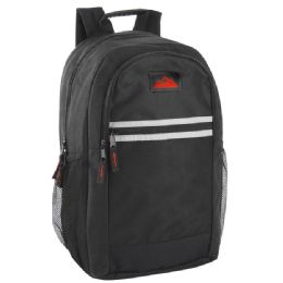 24 Pieces 18 Inch MultI-Pocket Reflective Backpack - Black - Backpacks 18" or Larger