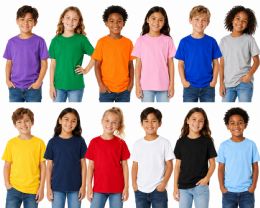 144 Wholesale Youth Unisex Cotton Crew Neck Short Sleeve T-Shirts Irregular , Assorted Colors And Sizes XS-xl