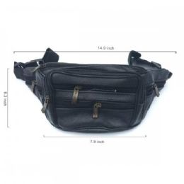 24 of Black Leather Waist Bag 6.3in X 14.9in X 7.9in