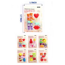 24 Pieces Girls Time Shaped Erasers - Erasers