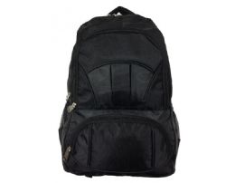 24 pieces Backpack - 18 X 13 X 8 Inch - Front Pencil Organizer - Extra Padded Back - 2 Full Size Compartments - 1 Small Compartment - Mesh Side Pockets - 1600d - Black - Backpacks 18" or Larger