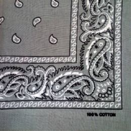 24 of Gray Paisley Bandana