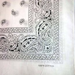24 of White Paisley Bandana
