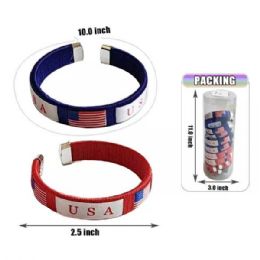 24 of USA Flag Bangle Bracelet