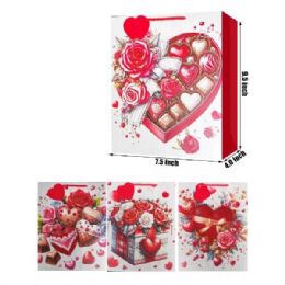 24 of 9 x 7 Gift Bag Hearts and Chocolates Design