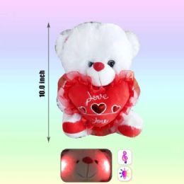 24 Pieces 10 in White Bear with Light and Music - Plush Toys