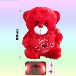 24 Pieces 10 in Red Teddy Bear with Light and Music - Plush Toys