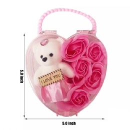 24 of 5 x 5 Heart Shape Bear and Rose Gift Set