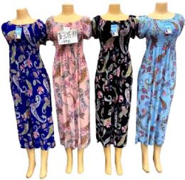 12 Pieces Flower Design Long Sun Dress - Womens Sundresses & Fashion