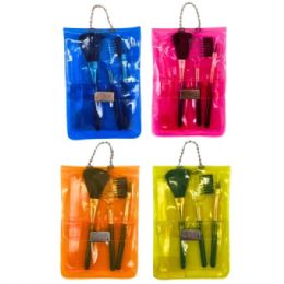 144 pieces Mini Travel Makeup Brush Set In Assorted Neon Colors - Assorted Cosmetics