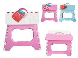 24 pieces Mini Folding Stool 7inchx9inchx7.75inch Blue,,pink Clr - Store