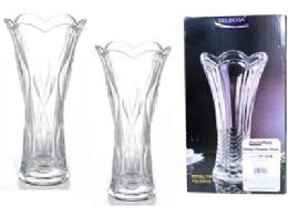 12 pieces Glass Flower Vase 5.18inchdia X 9.2inchh. Color Bx + Upc - Glassware