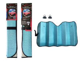 12 pieces Heavy Duty Sunshade W/ Strap 140x70cm Blue 342g - Auto Sunshades and Mats