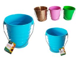 72 pieces Tin Bucket Solid Color 4.15inch4.15inch Pink,bl,gr,branz - Buckets & Basins
