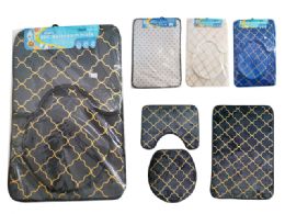 24 pieces Bathroom Mats 3pc /set  Beige, Red ,blue Clr - Bath Mats