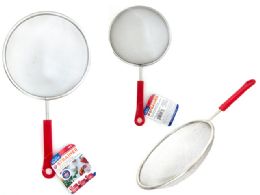 96 pieces Strainer Stainless Steel 7inchdia X13.4inch H Red Handle - Strainers & Funnels