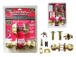 12 pieces Keyed Door Knob + Deadbolt Set Polished Brass Gold - Doors