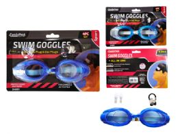 288 pieces of Swim Goggles 6.3inch L W/nose Plug+ear Plugs 2asst