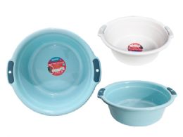 48 Pieces PLASTIC BASIN With HANDLE 15.25" Diameter 16.35"X6" High - Buckets & Basins