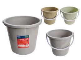 12 Pieces PAIL 22L 13.7" Diameter X 13" High GREY GREEN COFFEE Color - Buckets & Basins