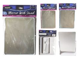48 pieces Mirror W/stand Sq 6.25x8.4inchx2.5inch Blue,pink,white C - Cosmetic Mirrors