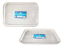 24 pieces Crystal -Like Tray Gold Trim 13.8x9.5x1inch H - Serving Trays