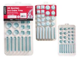 24 Pieces 25 SECTION Assorted ICE CUBE TRAY 7''X12.5''X1.1'' - Freezer Items
