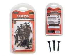 96 Pieces Wood Screws 72gm Net Black 1in 3.5x25mm - Screws Nails and Anchors