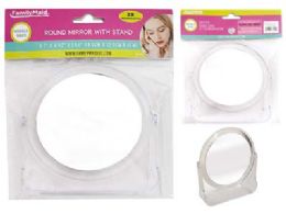 48 pieces Mirror Rd With Stand 2x Mag 5.7inchx4.92inchx1.58inch - Cosmetic Mirrors