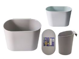 24 Pieces PLASTIC HANGING TRASH CAN 10"X 7"X7.5" High BLUE GREY - Waste Basket