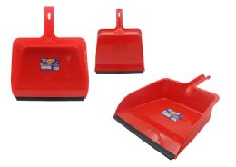 24 pieces Dust Pan 12.5x15x3inch H Red Clr - Dust Pans