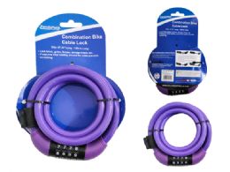 24 Pieces Combination Bike Cable Lock 11.5mmx120cm - Purple Color - Biking