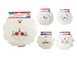 288 pieces Placemat Embroidered 1pc 15inchdia 6asst Design - Placemats
