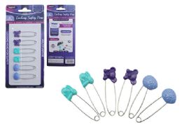 144 Packs of 6pc Locking Safety Pins Assorted Animal Design