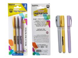 144 pieces 3pc Glitter Highlighters Gold.silver,purple - Highlighter