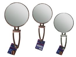 48 pieces Mirror W/stand Rd 6inch D X11inch 2-Sided  Gold Silver - Cosmetic Mirrors