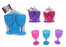 24 pieces 3pc Goblets/wine Cup 3.5inch*6.6 Blue,pink,purple cl - Plastic Drinkware