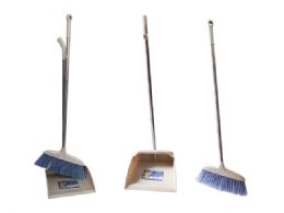 24 pieces Dustpan W/broom  Beige Clr Stainless Steel Handle - Dust Pans