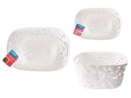 24 pieces Pls Storage  Basket  W/handle 29x21x15cm White C - Baskets