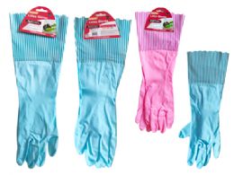 144 Pieces LATEX GLOVES with PRINTED CUFF LARGE PINK BLUE Color - Kitchen Gloves