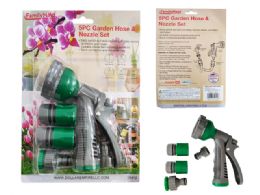 24 Wholesale Garden Nozzle 5pc/set 6.5inch Green /grey Clr