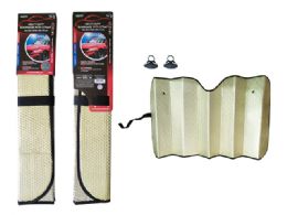 12 pieces Heavy Duty Sunshade W/ Strap 140x70cm Gold 342g - Auto Sunshades and Mats