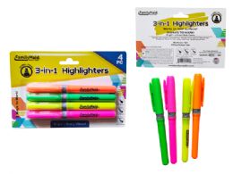 144 pieces Highlighters 4pc 3-IN-1 5.25inch L - Highlighter