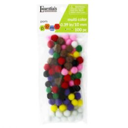 50 of Essentials By Leisure 100 Count  10mm Assorted Colors Craft Pom Poms