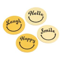 72 pieces Magnets 4ast 2.5x2.5 Sunny Days Smiley Face Wood - Refrigerator Magnets