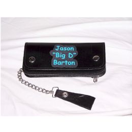 2 Pieces 8 Inch Custom Print Personalized Leather Biker Wallet Chain - Leather Purses and Handbags
