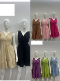 48 Pieces Women's Dress Short Sleeve Solid Colors - Womens Sundresses & Fashion