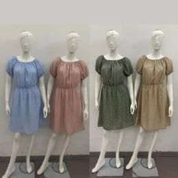 48 Pieces Women's Dress Short Sleeve Solid Colors - Womens Sundresses & Fashion