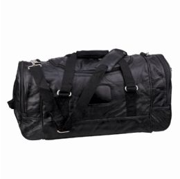 3 Pieces Genuine Mosaic Black Leather Duffel Bag - Bags Of All Types